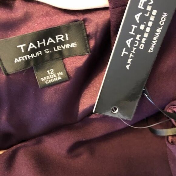 NWT TAHARI Arthur S. Levine Purple Feather Rhinestones Mini Cocktail Dress 12 - Picture 7 of 8